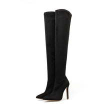 Cargar imagen en el visor de la galería, Women Over The Knee Suede Boots Snake Print 11.5cm High Heels Shoes - FUCHEETAH