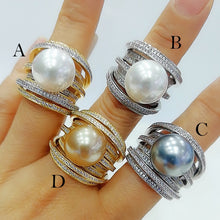 Cargar imagen en el visor de la galería, Trendy Twist Pearl Rings Cubic Zircon Beads - FUCHEETAH