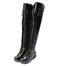 Cargar imagen en el visor de la galería, Over The Knee High Boots Lace Up Gladiator Women&#39;s Shoes - FUCHEETAH