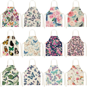 Printed Kitchen Aprons for Women Cotton Linen - FUCHEETAH