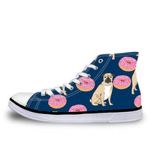 Charger l&#39;image dans la galerie, Pug Floral Print Women Vulcanized Sneakers Flat Ladies Lace-up - FUCHEETAH