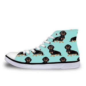 Pug Floral Print Women Vulcanized Sneakers Flat Ladies Lace-up - FUCHEETAH