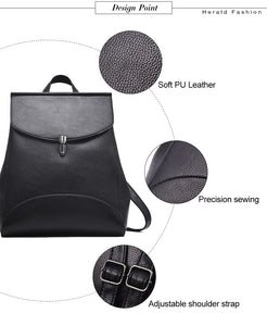 Women Backpack Quality Leather Backpack Casual Solid School Bag - FUCHEETAH