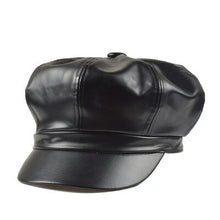 Load image into Gallery viewer, Leather  Cap Quality Fashion Artist PU Leather Female  Octagonal Hat Casual Beret - FUCHEETAH