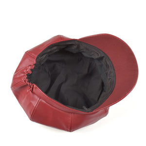 Leather  Cap Quality Fashion Artist PU Leather Female  Octagonal Hat Casual Beret - FUCHEETAH