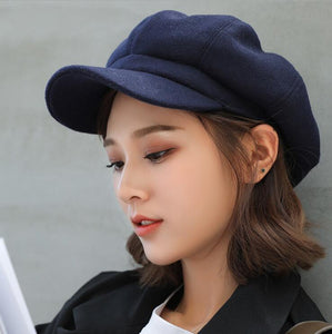 wool  Women Beret Autumn Winter Octagonal Cap Hats Stylish Artist Painter - FUCHEETAH