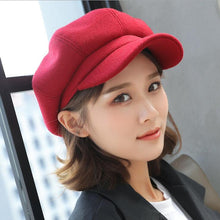 Load image into Gallery viewer, wool  Women Beret Autumn Winter Octagonal Cap Hats Stylish Artist Painter - FUCHEETAH