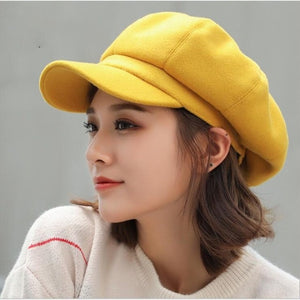 wool  Women Beret Autumn Winter Octagonal Cap Hats Stylish Artist Painter - FUCHEETAH