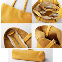 Cargar imagen en el visor de la galería, Women Luxury Bag Casual Tote Female Lemon Yellow Cowhide Genuine Leather - FUCHEETAH