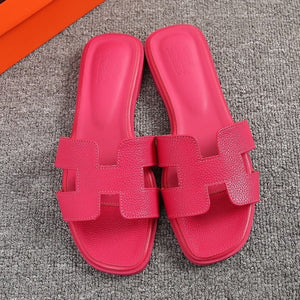 Women H Slippers 2020 New Fashion Outdoor Versatile Slippers Wear Flat Flip-flops - FUCHEETAH