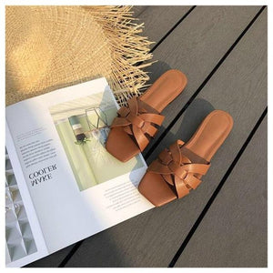 Women Brand Slippers Summer Slides Open Toe Flat Casual Shoes Leisure Sandal - FUCHEETAH