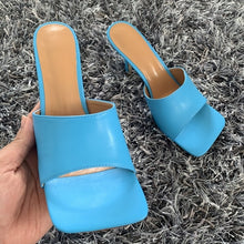 Cargar imagen en el visor de la galería, 2020 New Summer Women Sandals Square Toe Ladies Heel Mules  Thin High Heels - FUCHEETAH