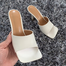 Cargar imagen en el visor de la galería, 2020 New Summer Women Sandals Square Toe Ladies Heel Mules  Thin High Heels - FUCHEETAH