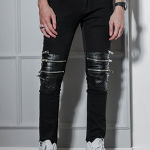 Load image into Gallery viewer, Samo Zaen Collection Hip-hop slim fit zipper stitching jeans - FUCHEETAH