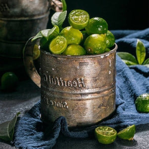 Photography Props Retro Drinkware Vintage English Printing Wrought Iron Flower Bucket Old Handle Cup Food Fruit Cup  Kitchen - FUCHEETAH