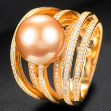 Cargar imagen en el visor de la galería, Trendy Twist Pearl Rings Cubic Zircon Beads - FUCHEETAH