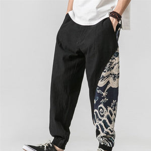 Samo Zaen Collection Linen Solid Pants Jogger Casual Loose - FUCHEETAH