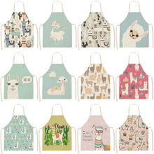 Charger l&#39;image dans la galerie, Cute Alpaca Cactus Printed Cotton Linen Sleeveless Aprons Kitchen Women Pinafore Cooking Baking Waist Bib 53*65cm - FUCHEETAH