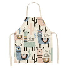 Charger l&#39;image dans la galerie, Cute Alpaca Cactus Printed Cotton Linen Sleeveless Aprons Kitchen Women Pinafore Cooking Baking Waist Bib 53*65cm - FUCHEETAH