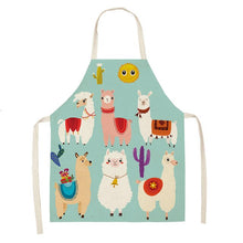 Charger l&#39;image dans la galerie, Cute Alpaca Cactus Printed Cotton Linen Sleeveless Aprons Kitchen Women Pinafore Cooking Baking Waist Bib 53*65cm - FUCHEETAH