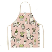 Charger l&#39;image dans la galerie, Cute Alpaca Cactus Printed Cotton Linen Sleeveless Aprons Kitchen Women Pinafore Cooking Baking Waist Bib 53*65cm - FUCHEETAH