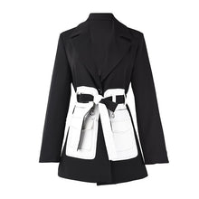 Load image into Gallery viewer, Black Contrast Color Pocket Blazer Long Sleeve Loose Fit Jacket - FUCHEETAH