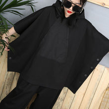 Charger l&#39;image dans la galerie, Black Hip Hop 2 Piece Set Autumn Over sized Tracksuit Hooded Tops + Harem Pants Women Suit Female Cloak Bat Shirt Clothing - FUCHEETAH