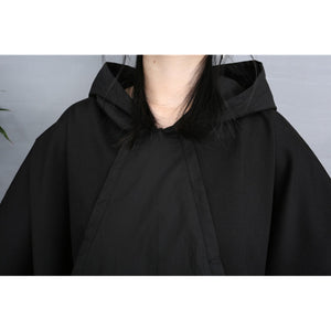 Black Hip Hop 2 Piece Set Autumn Over sized Tracksuit Hooded Tops + Harem Pants Women Suit Female Cloak Bat Shirt Clothing - FUCHEETAH