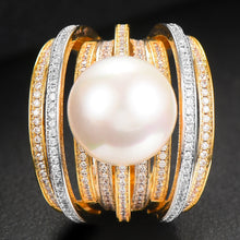 Cargar imagen en el visor de la galería, Trendy Twist Pearl Rings Cubic Zircon Beads - FUCHEETAH