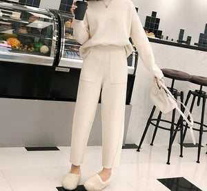 Winter Casual Sweater Tracksuits O-neck Long Sleeve 2 Pieces Set - FUCHEETAH