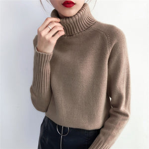 Cashmere Turtleneck Long Sleeve Pullover Knitwear - FUCHEETAH