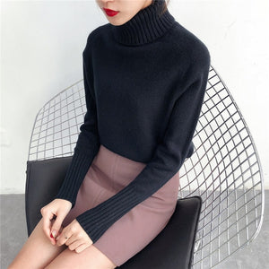 Cashmere Turtleneck Long Sleeve Pullover Knitwear - FUCHEETAH