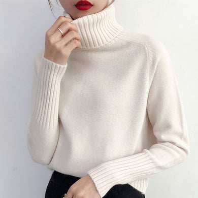 Cashmere Turtleneck Long Sleeve Pullover Knitwear - FUCHEETAH