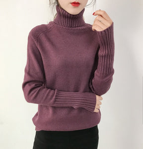 Cashmere Turtleneck Long Sleeve Pullover Knitwear - FUCHEETAH