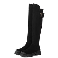 Cargar imagen en el visor de la galería, leather platform thigh high boots round toe casual winter shoes