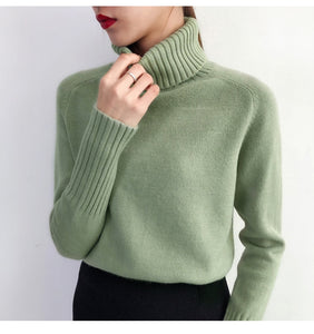 Cashmere Turtleneck Long Sleeve Pullover Knitwear - FUCHEETAH