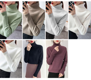 Cashmere Turtleneck Long Sleeve Pullover Knitwear - FUCHEETAH