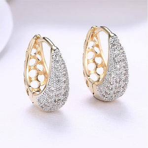 Cubic Zirconia Women Hoop Earrings Classic Female Accessories - FUCHEETAH