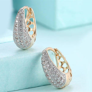 Cubic Zirconia Women Hoop Earrings Classic Female Accessories - FUCHEETAH