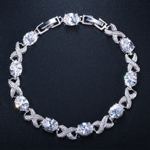 Charger l&#39;image dans la galerie, Zircons High Quality Silver Color Round Cubic Chain Bracelets - FUCHEETAH