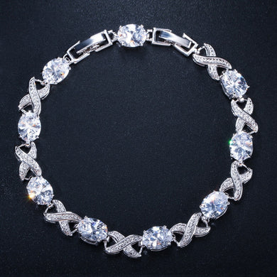 Zircons High Quality Silver Color Round Cubic Chain Bracelets - FUCHEETAH