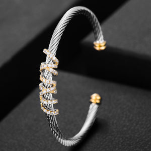 Trendy Luxury Stackable Bracelet Cuff Full Cubic Zircon Crystal - FUCHEETAH