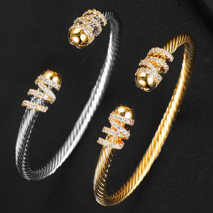 Trendy Luxury Stackable Bracelet Cuff Full Cubic Zircon Crystal - FUCHEETAH