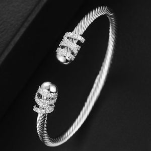 Trendy Luxury Stackable Bracelet Cuff Full Cubic Zircon Crystal - FUCHEETAH