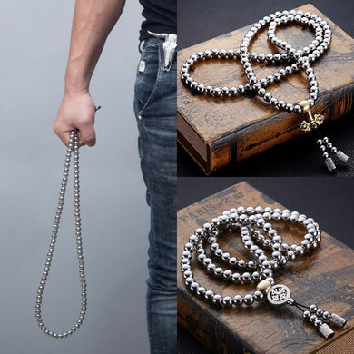 Tactical 10MM Steel Chain Beads Self Defense Hand Bracelet Necklace - FUCHEETAH