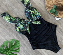 Cargar imagen en el visor de la galería, Ruffle One Piece Swimsuit Off The Shoulder Swimwear Deep-V Bathing - FUCHEETAH