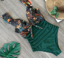 Cargar imagen en el visor de la galería, Ruffle One Piece Swimsuit Off The Shoulder Swimwear Deep-V Bathing - FUCHEETAH