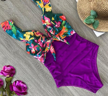 Cargar imagen en el visor de la galería, Ruffle One Piece Swimsuit Off The Shoulder Swimwear Deep-V Bathing - FUCHEETAH