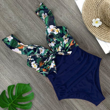 Cargar imagen en el visor de la galería, Ruffle One Piece Swimsuit Off The Shoulder Swimwear Deep-V Bathing - FUCHEETAH