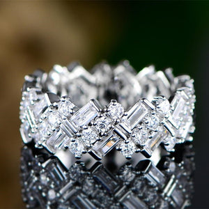 Luxury Silver Rings Geometric CZ Simple Stylish - FUCHEETAH